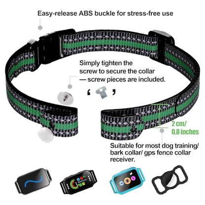 Aikko Nylon Collar Replacement Strap with Heavy-Duty Buckle, Reflective Dog Tracker Receiver Band, Durable Adjustable E Collar Systems Belt for Small Medium Large Dogs, Green - color: Green