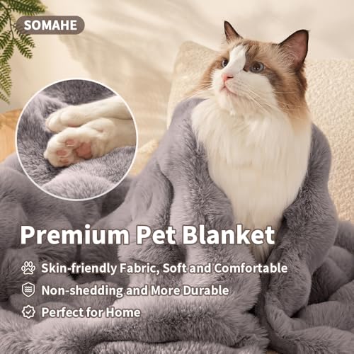 Pet Blanket, Reversible Sherpa & Bubble Fleece Pet Throw, Ultra-Soft Plush for Cats & Small Dogs, Machine Washable, Anti-Static, Warm & Cozy,28"×22" Inch Gray - color: Gray, size: 28"L x 22"W Inches