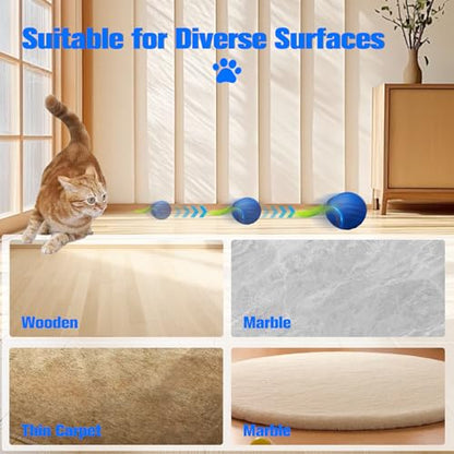 2026 New Upgrade Speedy Tail Cat Toy, Smart Interactive Pet Toys Comes with 4 Tails, Reinforced Version of The Cat Toys Balls, Two Speed Adjustment (Blue) - color: Bule