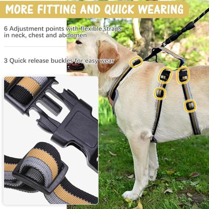 Escape Proof Dog Harness - No Pull Dog Harness with Handle, Soft Padded Reflective and Adjustable Full Body Pet Harness Vest for Medium Large Dogs Walking Hiking Training, Beige Large - color: Beige, size: Large