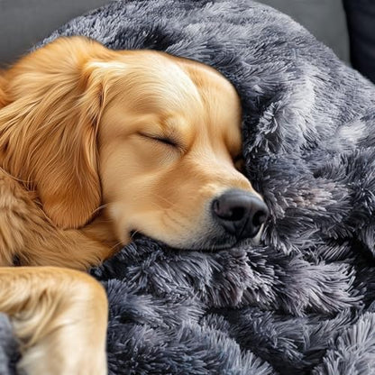 Luciphia Large Waterproof Dog Blanket for Pet Washable Liquid Proof Bed Intimacy Protection Shaggy Plush Calming Long Faux Fur Couch Cover Calming Cat Throw Blankets, Tie-dye Grey, 60" x 80" - color: Tie-dye Grey, size: 60"x80"