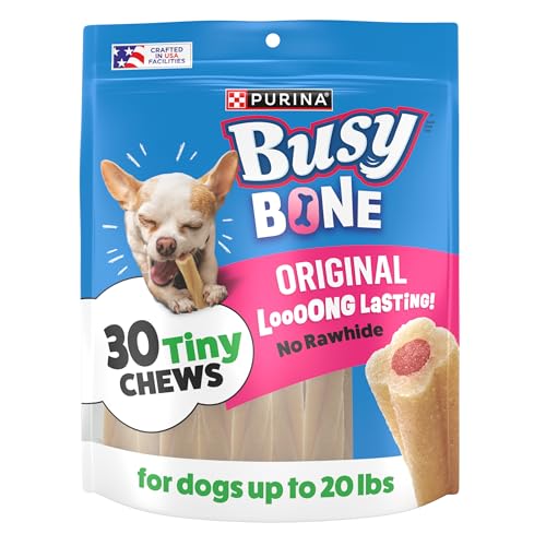 Purina Busy Bone Adult Toy Breed Dog Chew Bone Treats, Tiny - 30 ct. Pouch - size: 30 Count (Pack of 4)