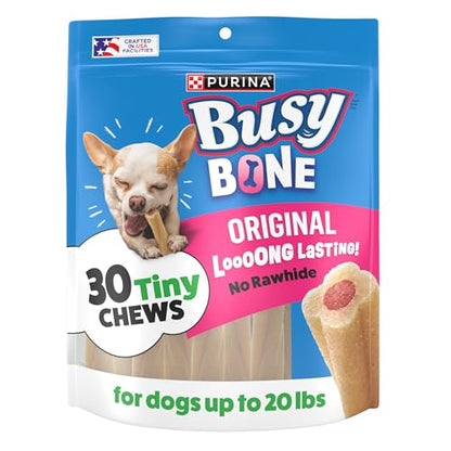 Purina Busy Bone Adult Toy Breed Dog Chew Bone Treats, Tiny - 30 ct. Pouch - size: 30 Count (Pack of 4)
