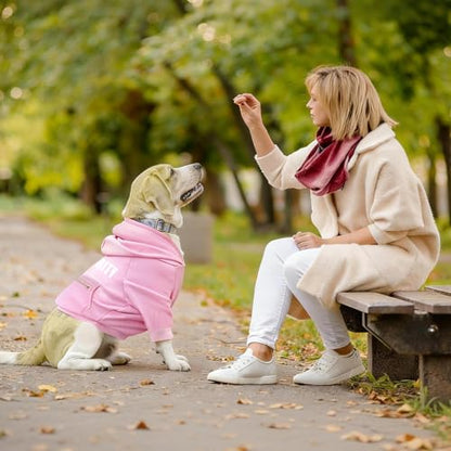 Dog Hoodie for Large Dogs Glow-in-The-Dark Security Dog Sweater Sweatshirt Hooded Soft Brushed Fleece WinterClothes with Dual Pocket Zip Puppy Hoodies Pink XL - color: Pink, size: X-Large