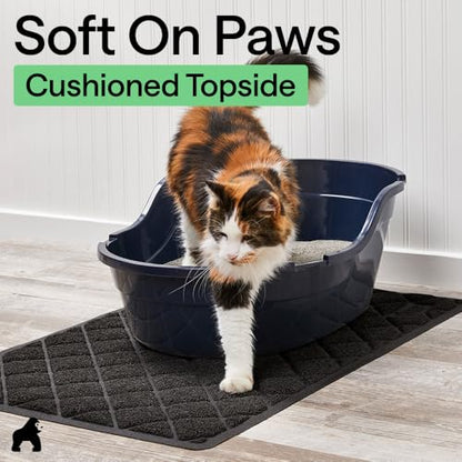GORILLA GRIP Cat Litter Box Mat, Cushioned Coil Mesh Litter Trapping Mats, Scatter Control Supplies for Less Mess, Phthalate Free, Ultra Deep Catch Grooves, Rinse or Vacuum to Clean, 30x20 Black - color: Black, style: Medium (30" x 20")