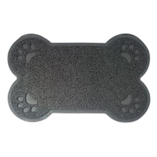 Eurow PVC Cat and Dog Catcher Mat for Litter Boxes & Feeding Areas, Non-Slip, Leakproof, Soft Mesh Paw Cleaner for Sensitive Feet, Traps Dirt, Debris, & Spills, Easy to Clean, 23"x16", Gray