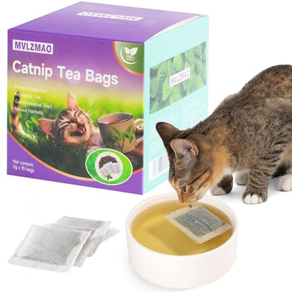 15 Pack Natural Catnip Packets for Cat Toys, Non-Woven Fabric Catnip Refills,More Potent Refill Pouches for Flapping Bird, Fish and Drinking