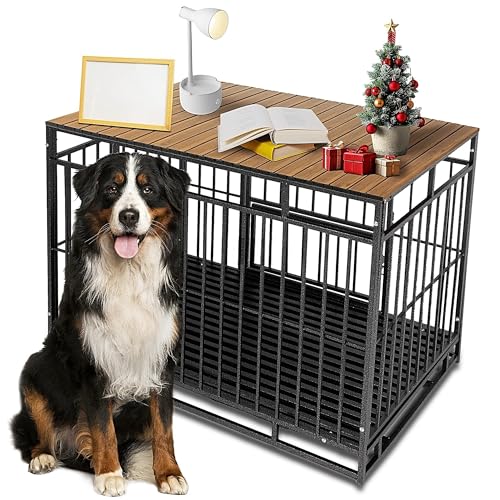 48 Inch Dog Crate Topper Covers Metal with Magnets for Crate - Aluminum Foldable Dog Kennel Topper Decorative Storage Pet Crate Table Walnut (Only Topper) - color: Walnut, size: 48.0"L x 29.5"W x 0.5"H