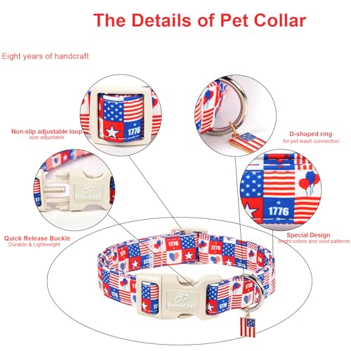 4th of July Dog Collar Blue Patriotic Dog Collars for Puppy Small Dogs - Lightweight Adjustable 1776 Boy Girl Puppy Collars Cute Independence Day Male Female Dogs Collar XS - color: 1776 Checkered, size: XS