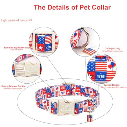 4th of July Dog Collar Blue Patriotic Dog Collars for Puppy Small Dogs - Lightweight Adjustable 1776 Boy Girl Puppy Collars Cute Independence Day Male Female Dogs Collar XS - color: 1776 Checkered, size: XS