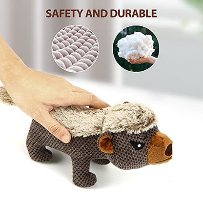 IOKHEIRA Dog Plush Toys for Aggressive Chewers, Indestructible Dog Squeaky Toys with Crinkle Paper, Durable Teething Chew Toys for Medium and Large Breed (Grey) - color: Grey