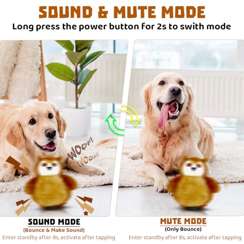 Interactive Dog Toys Rechargeable Moving Puppy Toys to Keep Them Busy, Touch Activated Puppy Toys, Puppy Dog Birthday Gifts, Electric Plush Entertainment Toy for Small & Medium Dogs - color: owl