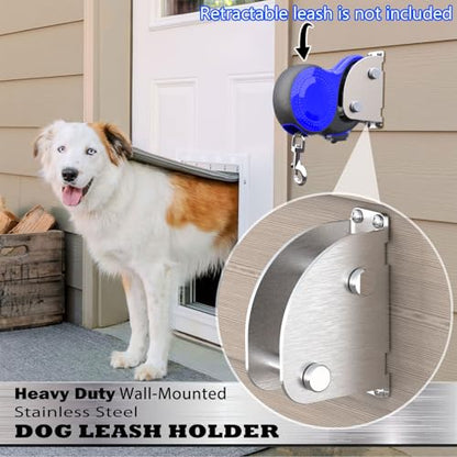 Heavy Duty Retractable Dog Leash Holder,Secure Dog Parking Station for Hands-Free Convenience,Rustproof&Chewproof Wall Mount Hook,Indoor-Outdoor Safety Anchor for All Dog Sizes - size: Standard