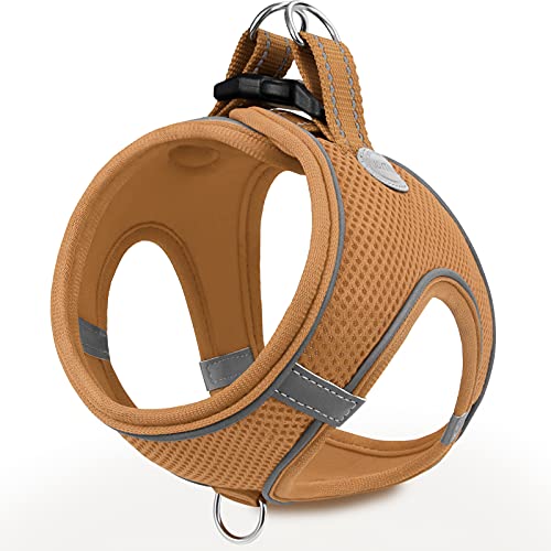 Joytale Small Dog Harness, Breathable Mesh Step-in Vest, Reflective Soft Padded Harnesses for Cats and Puppies Dogs, Brown, XXXS - color: Brown, size: XXXS--Chest: 10.5-12''