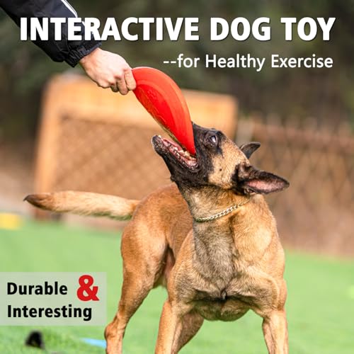 Dog Flying Disc - Durable Rubber Dog Toy for Fetch - Interactive Lightweight Flyer Dog Toys for Outdoor Playtime - Safer Disc for Healthy Activity - for Medium/Large Dogs 2 Pack