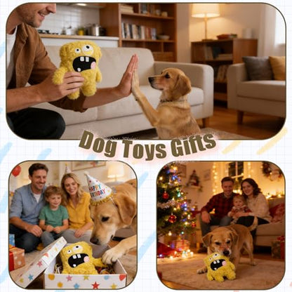 Squeaky Dog Toy, Plush Stuffed Dog Toy Keep Them Busy Tug of War Dog Chew Toy for Small Medium Large Dogs (Yellow) - color: Yellow
