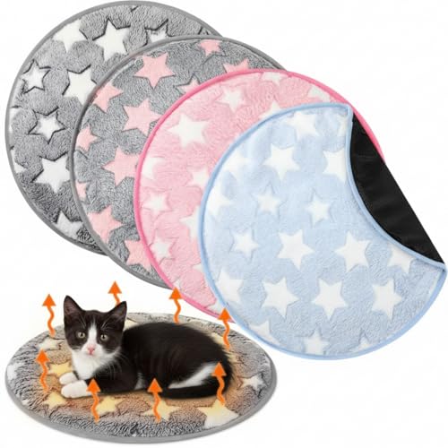 4 Pack Self Heating Cat Bed Cat Self Warming Pad with Removable Cover Extra Warm Thermal Pet Pad Washable Pet Crate Mat Anti Slip Kennel for Indoor Outdoor Pets (Star,16 x 16 Inches) - size: 16 x 16 Inches