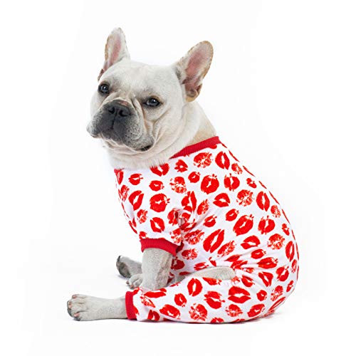 CuteBone Dog Pajamas Valentines Costumes Fleece Pet Clothes Puppy Onesie Winter Holiday Cute Cat Jammies Keep Your Pet Warm in The Cold Weather P116XS - color: Kisses, size: X-Small