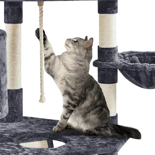 Yaheetech Multi-Level Cat Trees Cat Towers 79in Cat Tree for Indoor Cats with Sisal-Covered Scratching Posts, Plush Perches and Stable Condo for Kittens, Cats and Pets, Dark Gray - color: Dark Gray