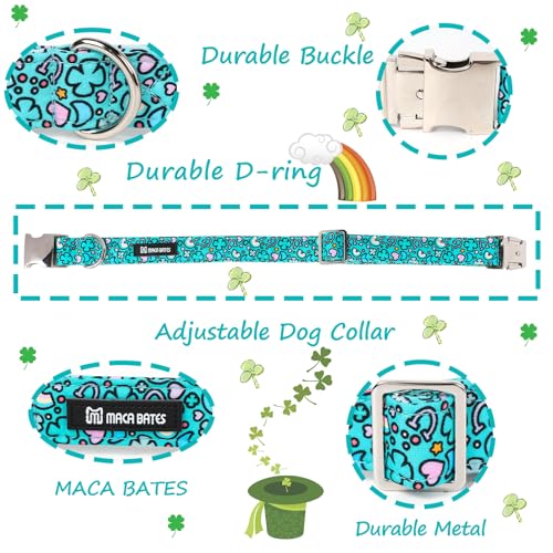 Maca Bates St Patricks Day Dog Collar Irish Clover Dogs Rainbow Cute Clovers Soft Adjustable Durable Saint Patrick's Shamrock Spring Gift for Small Medium Large Girl Boy Male Female Puppy Pet - color: St. Patrick-Rainbow Clover, size: S
