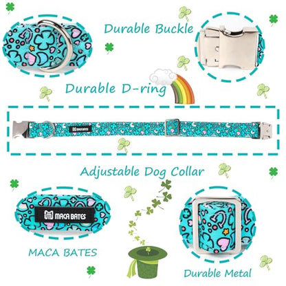 Maca Bates St Patricks Day Dog Collar Irish Clover Dogs Rainbow Cute Clovers Soft Adjustable Durable Saint Patrick's Shamrock Spring Gift for Small Medium Large Girl Boy Male Female Puppy Pet - color: St. Patrick-Rainbow Clover, size: S