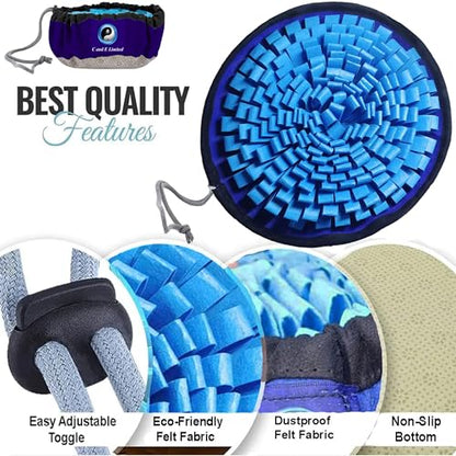 Awesome Deluxe Blue Snuffle Mat; Beautiful Custom Yin-Yang Symbol Snuffle Mat for Dogs, Sniff Mat for Dog. Corrects Too-Fast Eating Habits. Perfect for Bored or Anxious Dogs