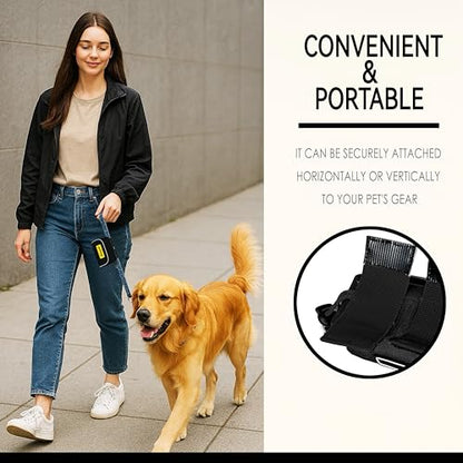 Dog Poop Bag Holder for Leash, 2 Waterproof Zipper Pouches, Dog Treat Pouch for Pet Walking Accessories, with Dispenser, Training Clicker and 1 Free Roll (Black) - color: Black