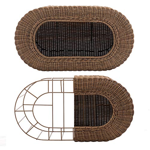 Fun Stackable Wicker Cat Hideaway House - Interactive Play Rattan Cat House for Indoor Cats Kitty, Pet Friendly Top/Side House Entry, Cat Bed Enclosed
