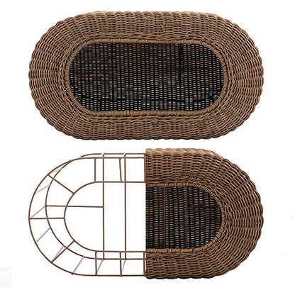 Fun Stackable Wicker Cat Hideaway House - Interactive Play Rattan Cat House for Indoor Cats Kitty, Pet Friendly Top/Side House Entry, Cat Bed Enclosed