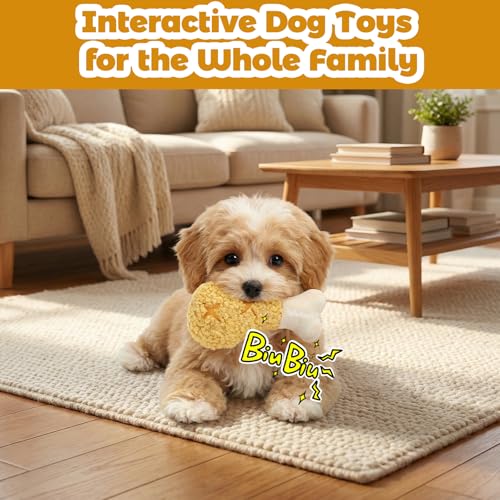 Chicken Leg Hide & Seek Plush Toy for Small Dogs & Puppies: Treat Dispensing Pocket, Squeaker and Crinkle Sounds, Chew for Aggressive Chewers and Teething - color: Yellow - Fried Chicken Leg