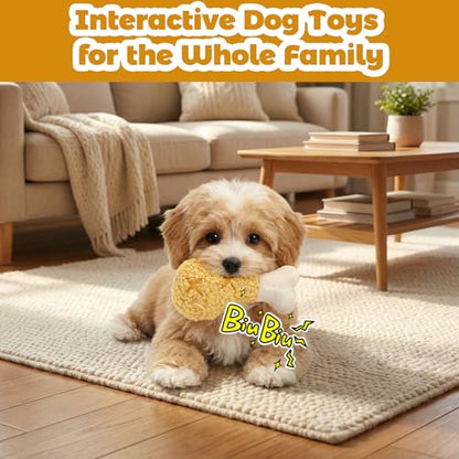 Chicken Leg Hide & Seek Plush Toy for Small Dogs & Puppies: Treat Dispensing Pocket, Squeaker and Crinkle Sounds, Chew for Aggressive Chewers and Teething - color: Yellow - Fried Chicken Leg
