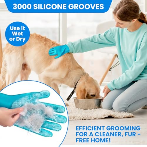 8PCS Pet Grooming & Bathing Kit for Dogs & Cats, Dog Bathing Supplies with Silicone Dog Washing Gloves, Dog Shampoo Brush, Dog Bath Brush Pet Grooming Tools for Shedding, Cleaning & Massage