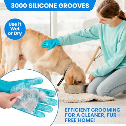 8PCS Pet Grooming & Bathing Kit for Dogs & Cats, Dog Bathing Supplies with Silicone Dog Washing Gloves, Dog Shampoo Brush, Dog Bath Brush Pet Grooming Tools for Shedding, Cleaning & Massage