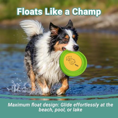 Bifeaw 3 Packs Nylon Interactive Dog Flying Disc - Floating Dog Toys for Aggressive chewers - Water Toys for Dogs (Yellow and Green) - color: Yellow and Green
