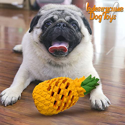 M.C.works Dog Toy for Aggressive Chewers Large Breeds, Indestructible Pineapple Dog Toys, Tough Treat Dispensing Toys for Small Medium Large Dogs (Large) - size: 6.7 In