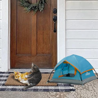 ASFANES Outdoor Waterproof Pet Camping Tent, Cave Bed for Indoor Cats and Small Dogs, Portable Cat House Dog House, 21.6x21.6x14.9'', Blue, S.(The Pole has Been Improved)