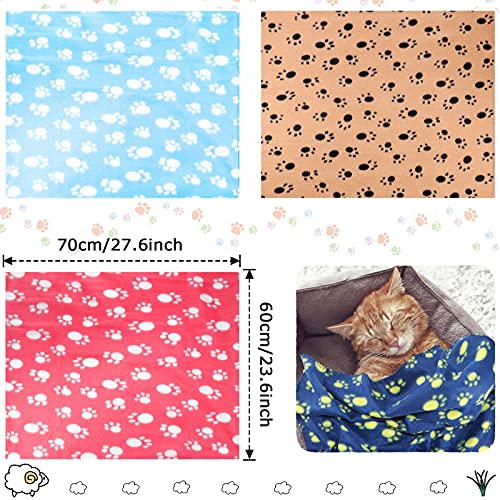 Tatuo 15 Pieces Puppy Blanket Cute Dog Cat Bed Sleep Mat Pad Cover Double Sided Velvet Fabrics Soft Printed Pet Blanket for Kitten and Other Small Animals 15 Colors (Paw Print Patterns)