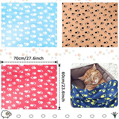 Tatuo 15 Pieces Puppy Blanket Cute Dog Cat Bed Sleep Mat Pad Cover Double Sided Velvet Fabrics Soft Printed Pet Blanket for Kitten and Other Small Animals 15 Colors (Paw Print Patterns)