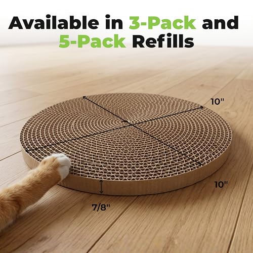 Best Pet Supplies Catify Cat Scratcher, Fun Interactive Scratchers, Posts, Poles, Claw Safe, Furniture Saver Indoor Play Support Natural Cat Behaviors Heavy Duty - 5 Pack Round, 10 x 10" - color: Round(5 Pack)