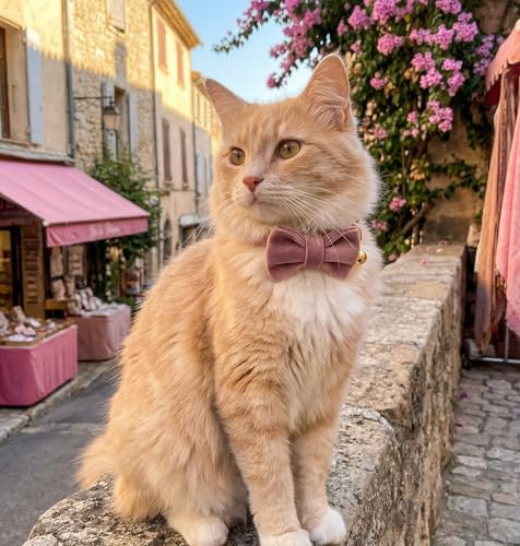 Personalized Velvet Cat Collar with Bell, Custom Engraved Name and Phone Number, Adjustable Luxury Kitten Collar, Non-Breakaway Secure ID Collar for Cats and Kittens - color: Dark Purple, size: S