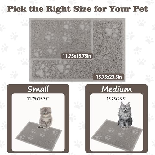 Darkyazi Cat Litter Box Mat for Floor Litter Trapping Mat Non-Slip Backing, Scatter Control, Easy Clean, Water Resistant, Soft on Paws (15.75" x 11.75",Gray Sand) - color: Gray Sand