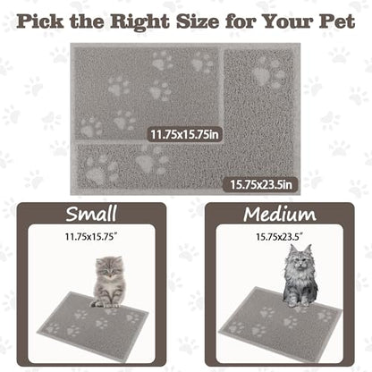 Darkyazi Cat Litter Box Mat for Floor Litter Trapping Mat Non-Slip Backing, Scatter Control, Easy Clean, Water Resistant, Soft on Paws (15.75" x 11.75",Gray Sand) - color: Gray Sand