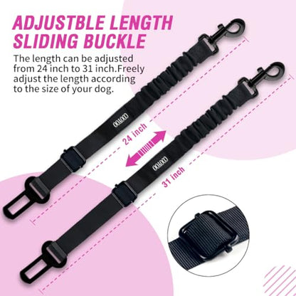 Dog Seat Belt,3 Piece Set Retractable Dog Car Adjustable Seatbelts for Vehicle Nylon Pet Safety Heavy Duty & Elastic & Durable Car Harness for Dogs - color: Set 02-Black+Pink