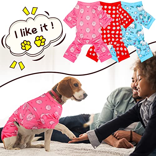 3 Pieces Dog Pajamas Puppy Soft Pets Clothes Dog Jumpsuit for Small Medium Large Pets Cute Apparel Bodysuits for Girl and Boy, 3 Styles(L Fits 7.7-9.9 lbs) - size: L Fits 7.7-9.9 lbs