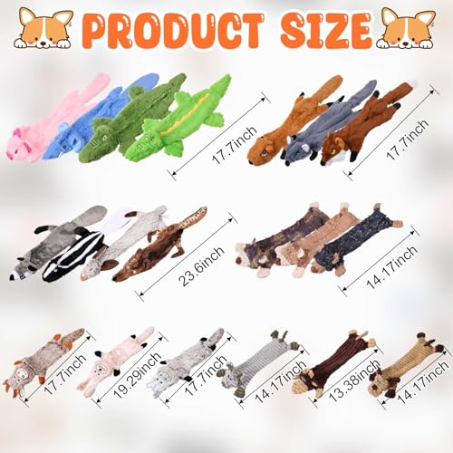 Outus 20 Pcs No Stuffing Dog Squeaky Toys Bulk for Aggressive Chewers, Crinkle Teething Chew Plush Toys for Small Medium Large Pet Gift, 20 Styles(Classic Style) - style: Classic Style