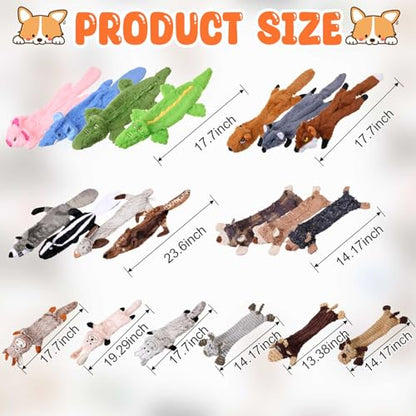 Outus 20 Pcs No Stuffing Dog Squeaky Toys Bulk for Aggressive Chewers, Crinkle Teething Chew Plush Toys for Small Medium Large Pet Gift, 20 Styles(Classic Style) - style: Classic Style