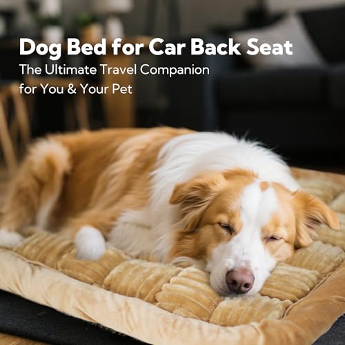 Dog Bed for Car Back Seat Soft Plush Backseat Pet Bed Mat Non-Slip Travel Pet Mat, Fuzzy Plaid Dog Seat Cover, Fit for Backseat Extenders and Trucks SUVs (Light Brown, 54" x 24.8") - color: Light Brown