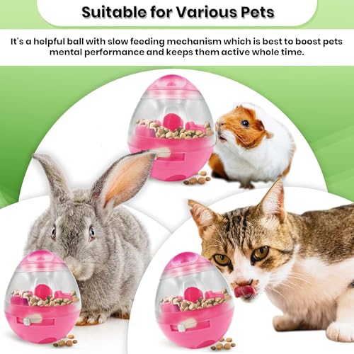 SunGrow Puppy, Small Dog Breeds, and Pocket Pet Treat Ball, Boredom Buster Ends Naughty Chewing and Bloat, Encourages Exercise, Interactive Puzzle Feeder Ideal for Rabbits, Rats, and Hamsters, 4.6” - color: Pink
