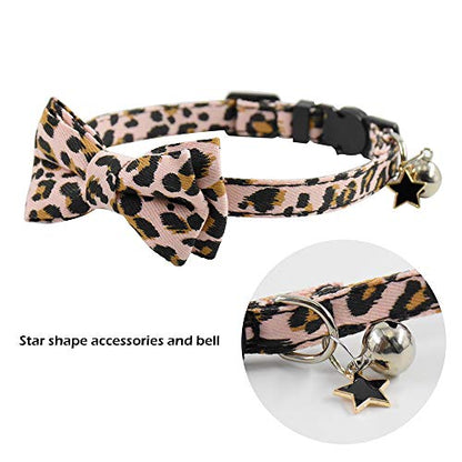 Bowtie Cat Collars Breakaway with Bell, Adjustable Cute Kitty Collars Safety Buckle Kitten Collar for Cat Puppy 7.5-11in (15) - color: 15