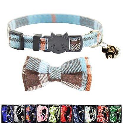 Bowtie Cat Collars Breakaway with Bell, Adjustable Cute Kitty Collars Safety Buckle Kitten Collar for Cat Puppy 7.5-11in (14) - color: 14